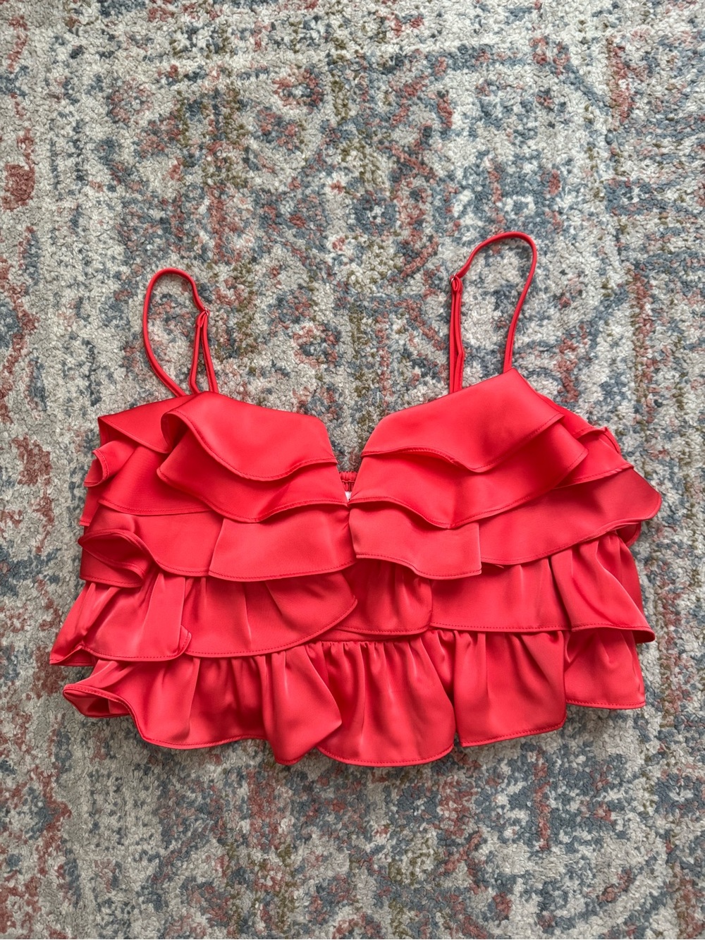 DO+BE Red Ruffle Crop Top